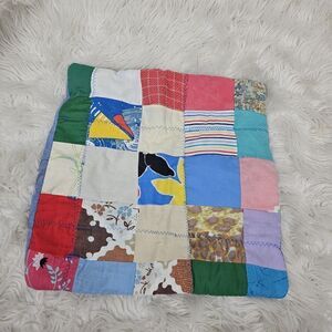 Quilt Topped Throw Pillow Case 15"X15" Multicolor